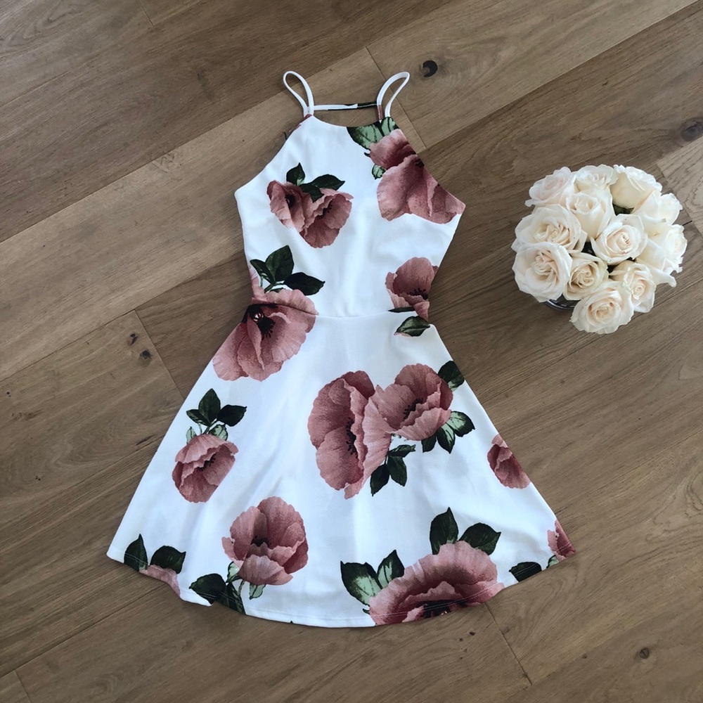 NWOT White Floral Dress
